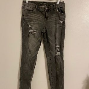 Grey Ripped Jeans with Patches